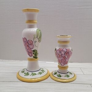 Ganz Casa Bella Candle Holders Ceramic 1-6", 1-10" Grapes Ivy Tuscan